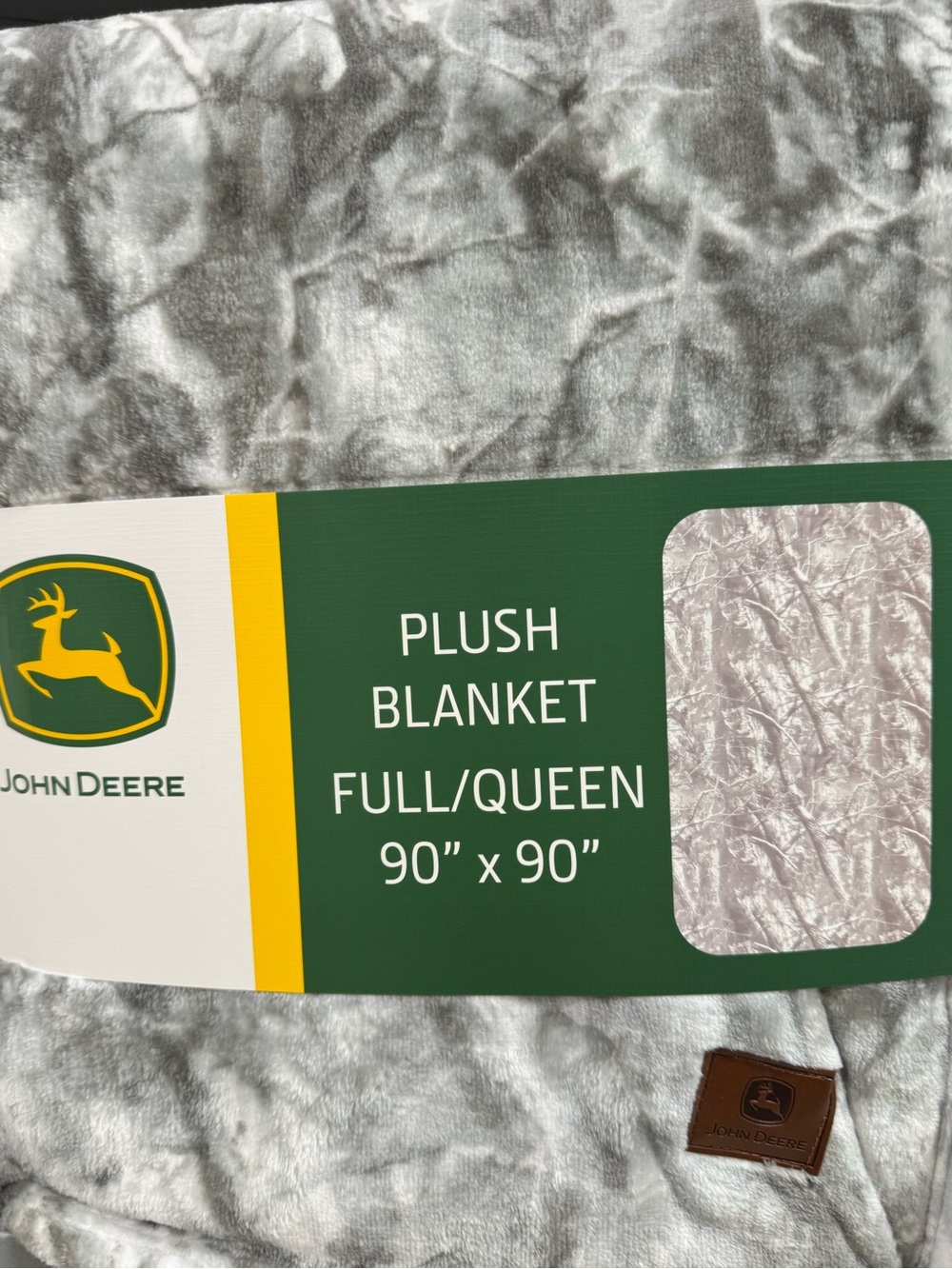 John Deere Plush Blanket — Silver Gray Full/Queen
